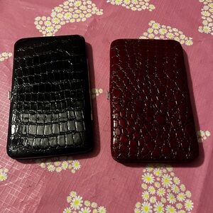 Cache elegant  Black and Burgundy credit card / wallet cases